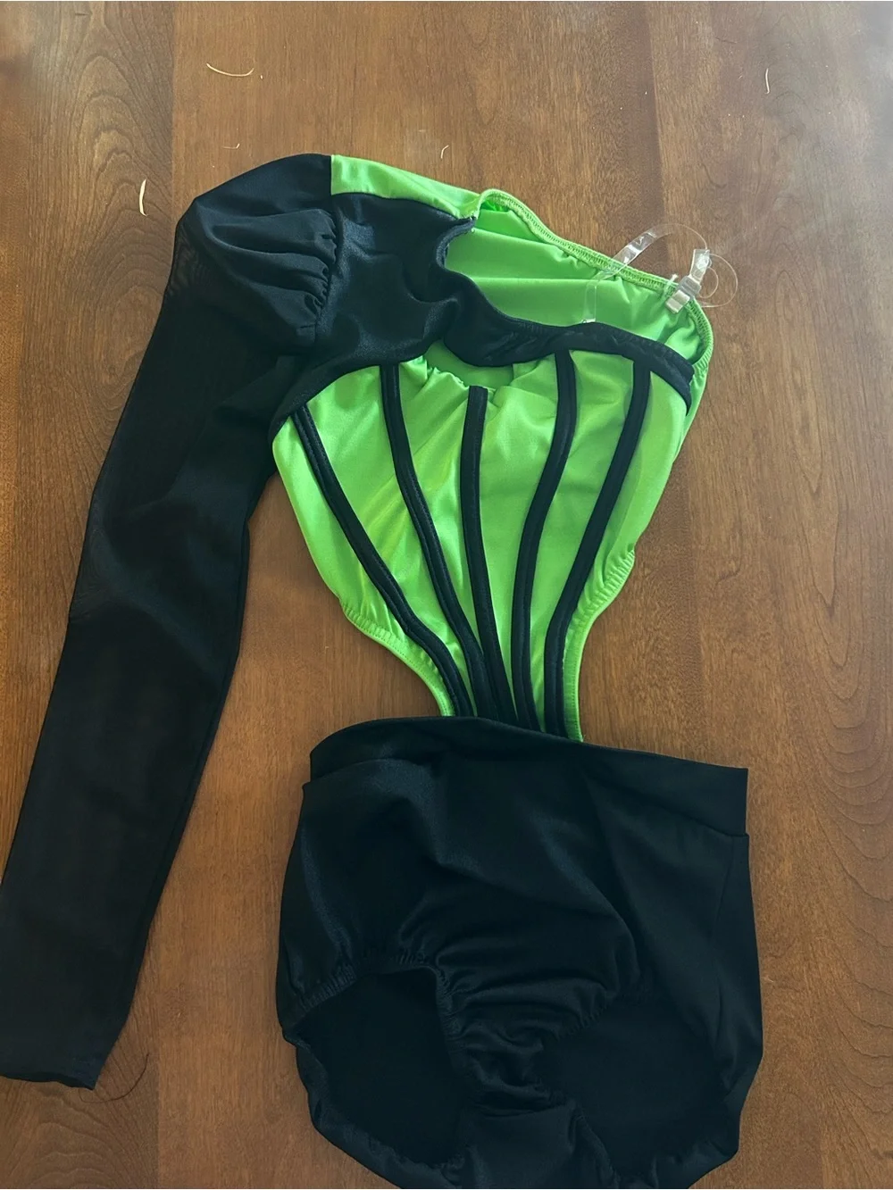 Kelle AS Shooting Stars Neon Green and Black Dance Leotard.